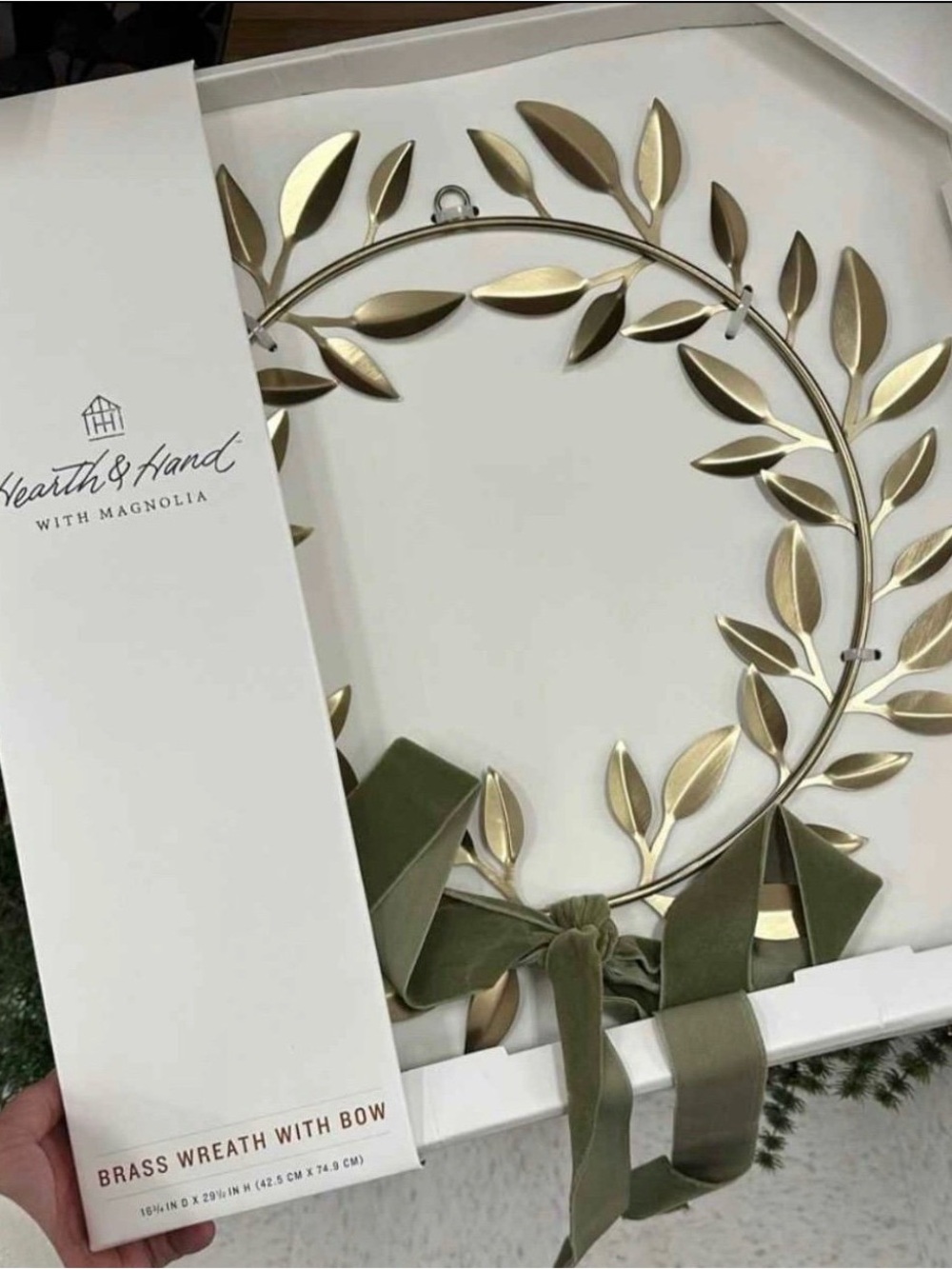 Hearth & Hand with Magnolia 18" Decorative Brass Leaf Bow Wreath Christmas NWT